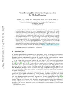 Transforming the Interactive Segmentation for Medical Imaging
