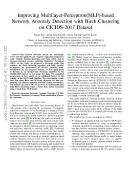 Improving Multilayer-Perceptron(MLP)-based Network Anomaly Detection
  with Birch Clustering on CICIDS-2017 Dataset