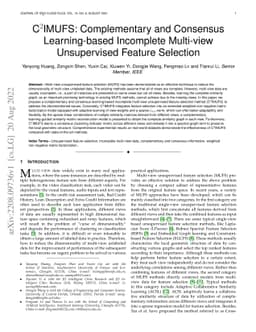 C$^{2}$IMUFS: Complementary and Consensus Learning-based Incomplete
  Multi-view Unsupervised Feature Selection