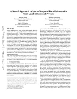 A Neural Approach to Spatio-Temporal Data Release with User-Level
  Differential Privacy