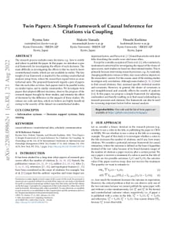 Twin Papers: A Simple Framework of Causal Inference for Citations via
  Coupling