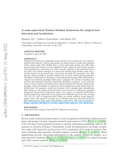 A semi-supervised Teacher-Student framework for surgical tool detection
  and localization