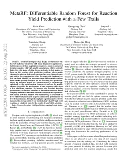 MetaRF: Differentiable Random Forest for Reaction Yield Prediction with
  a Few Trails