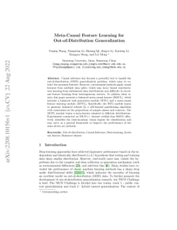 Meta-Causal Feature Learning for Out-of-Distribution Generalization