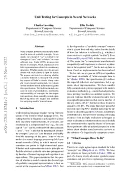 Unit Testing for Concepts in Neural Networks