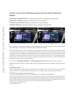 To show or not to show: Redacting sensitive text from videos of
  electronic displays