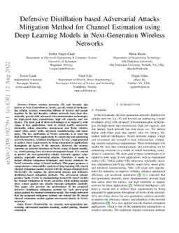 Defensive Distillation based Adversarial Attacks Mitigation Method for
  Channel Estimation using Deep Learning Models in Next-Generation Wireless
  Networks