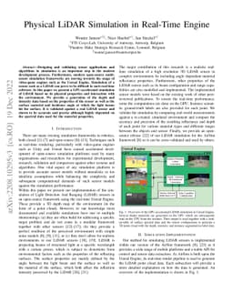 Physical LiDAR Simulation in Real-Time Engine