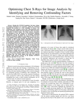 Optimising Chest X-Rays for Image Analysis by Identifying and Removing
  Confounding Factors