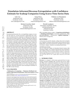 Simulation-Informed Revenue Extrapolation with Confidence Estimate for
  Scaleup Companies Using Scarce Time-Series Data