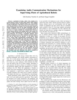 Examining Audio Communication Mechanisms for Supervising Fleets of
  Agricultural Robots