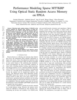Performance Modeling Sparse MTTKRP Using Optical Static Random Access
  Memory on FPGA