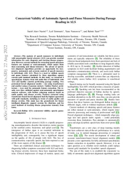 Concurrent Validity of Automatic Speech and Pause Measures During
  Passage Reading in ALS