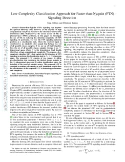 Low Complexity Classification Approach for Faster-than-Nyquist (FTN)
  Signalling Detection