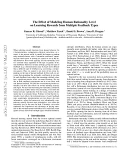 The Effect of Modeling Human Rationality Level on Learning Rewards from
  Multiple Feedback Types