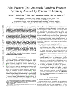 Faint Features Tell: Automatic Vertebrae Fracture Screening Assisted by
  Contrastive Learning