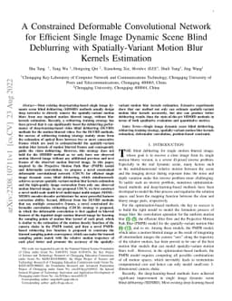 A Constrained Deformable Convolutional Network for Efficient Single
  Image Dynamic Scene Blind Deblurring with Spatially-Variant Motion Blur
  Kernels Estimation