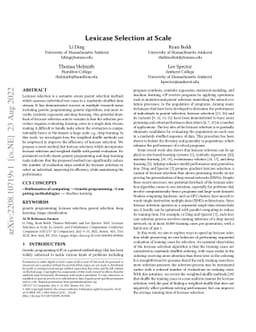 Lexicase Selection at Scale