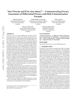 "Am I Private and If So, how Many?" - Communicating Privacy Guarantees
  of Differential Privacy with Risk Communication Formats