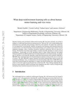 What deep reinforcement learning tells us about human motor learning and
  vice-versa