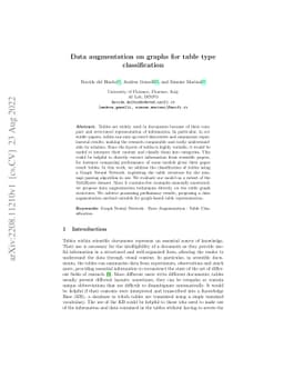 Data augmentation on graphs for table type classification