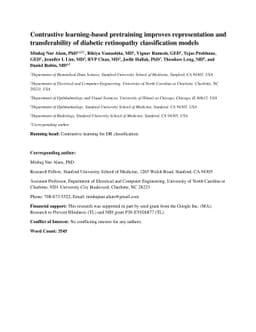 Contrastive learning-based pretraining improves representation and
  transferability of diabetic retinopathy classification models