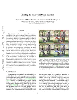Detecting the unknown in Object Detection