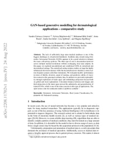 GAN-based generative modelling for dermatological applications --
  comparative study