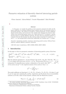 Parameter estimation of discretely observed interacting particle systems