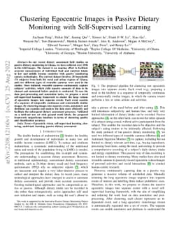 Clustering Egocentric Images in Passive Dietary Monitoring with
  Self-Supervised Learning