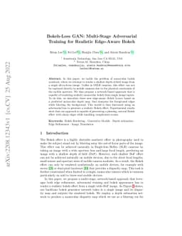Bokeh-Loss GAN: Multi-Stage Adversarial Training for Realistic
  Edge-Aware Bokeh