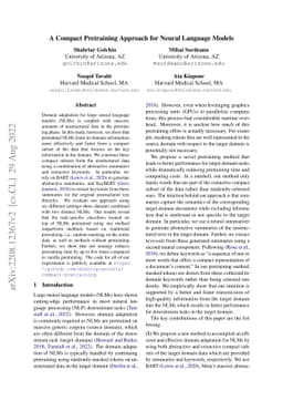 A Compact Pretraining Approach for Neural Language Models