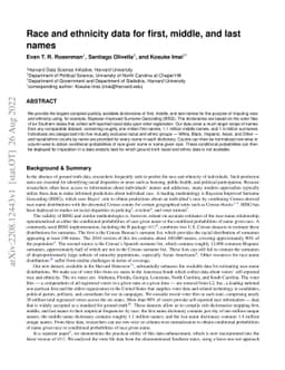 Race and ethnicity data for first, middle, and last names