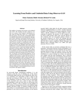 Learning From Positive and Unlabeled Data Using Observer-GAN