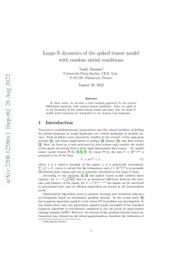 Large-N dynamics of the spiked tensor model with random initial
  conditions