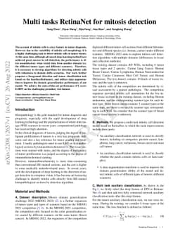 Multi tasks RetinaNet for mitosis detection