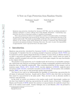 A Note on Copy-Protection from Random Oracles