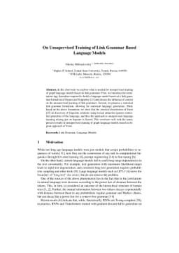 On Unsupervised Training of Link Grammar Based Language Models