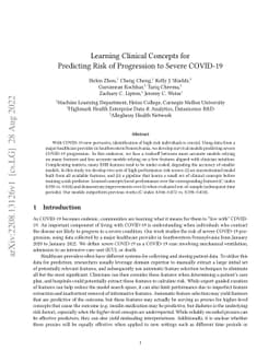 Learning Clinical Concepts for Predicting Risk of Progression to Severe
  COVID-19
