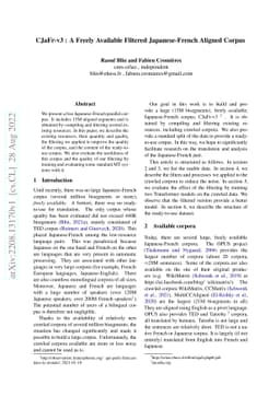 CJaFr-v3 : A Freely Available Filtered Japanese-French Aligned Corpus
