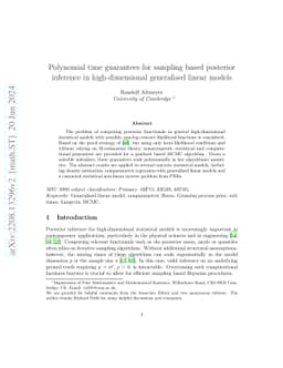 Polynomial time guarantees for sampling based posterior inference in
  high-dimensional generalised linear models