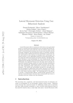 Lateral Movement Detection Using User Behavioral Analysis