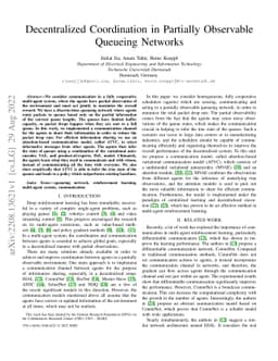 Decentralized Coordination in Partially Observable Queueing Networks