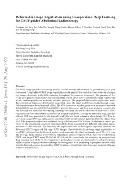 Deformable Image Registration using Unsupervised Deep Learning for
  CBCT-guided Abdominal Radiotherapy