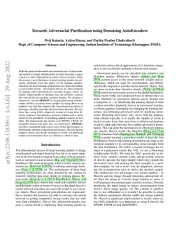 Towards Adversarial Purification using Denoising AutoEncoders