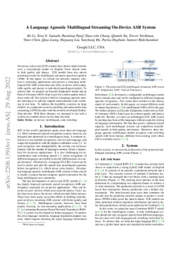 A Language Agnostic Multilingual Streaming On-Device ASR System