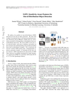 SAFE: Sensitivity-Aware Features for Out-of-Distribution Object
  Detection