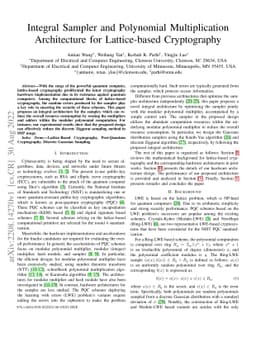 Integral Sampler and Polynomial Multiplication Architecture for
  Lattice-based Cryptography