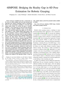 6IMPOSE: Bridging the Reality Gap in 6D Pose Estimation for Robotic
  Grasping