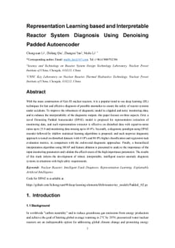 Representation Learning based and Interpretable Reactor System Diagnosis
  Using Denoising Padded Autoencoder
